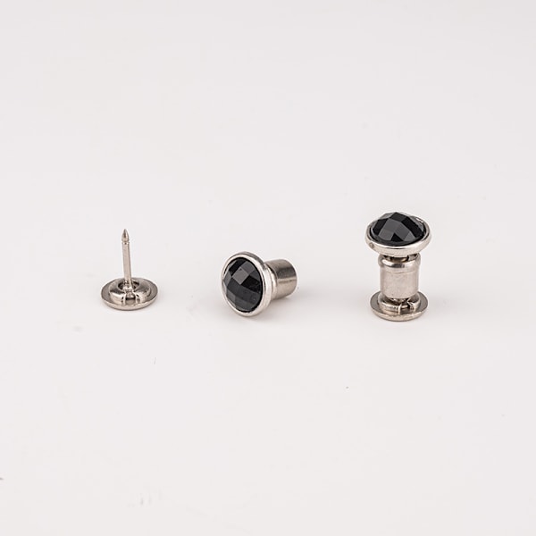 Usynlige Tryklåse, Flad Bagside Rhinestone Runde Knapper (10 stk.) Sort