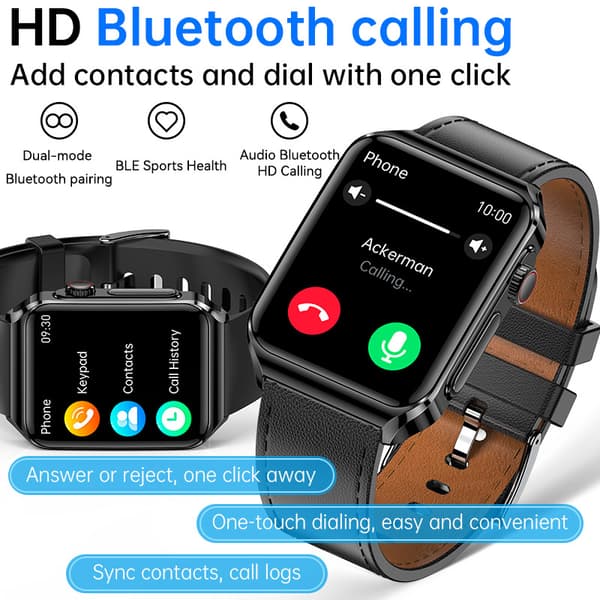 Smartklocka med EKG/Bluetooth-samtal och musik Black Black