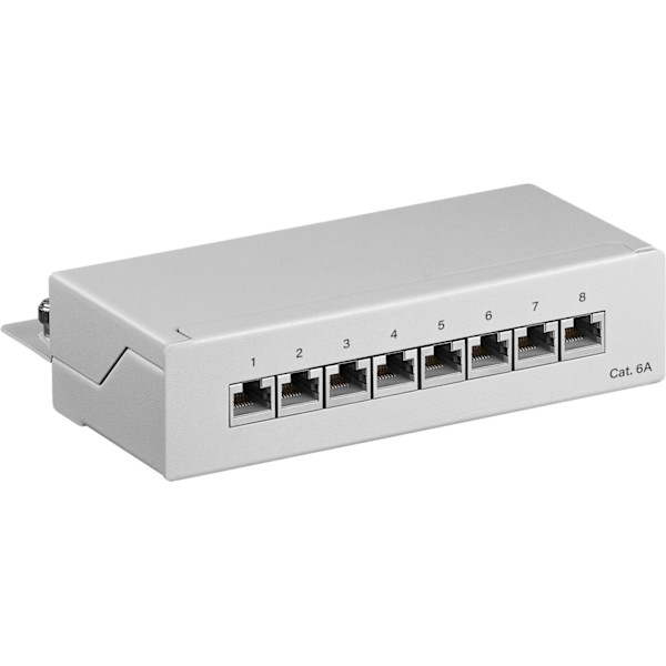 CAT 6a mini-/skrivbordskopplingspanel, 8 portar (1 HE)