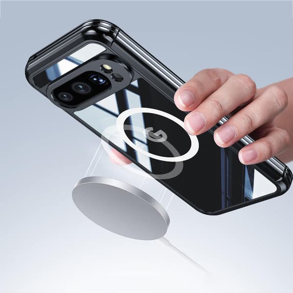 Google Pixel 9A magnetisk cover med 9H hærdet glas bagside Grey Grey
