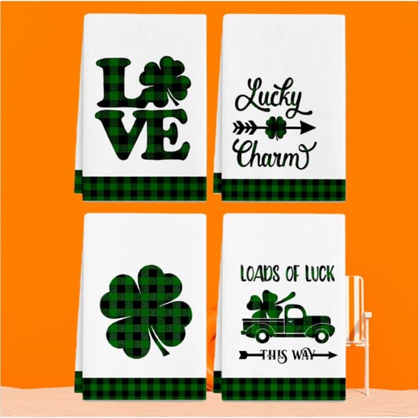 4-pack St. Patrick's Day Gröna Mikrofiber Rengöringsdukar - Multifunktionella Köks Handdukar