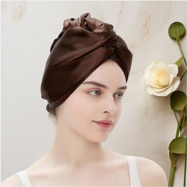 Superabsorberende hurtigtørrende silke hårhåndklæde wrap turban for hurtig tørring coffee coffee