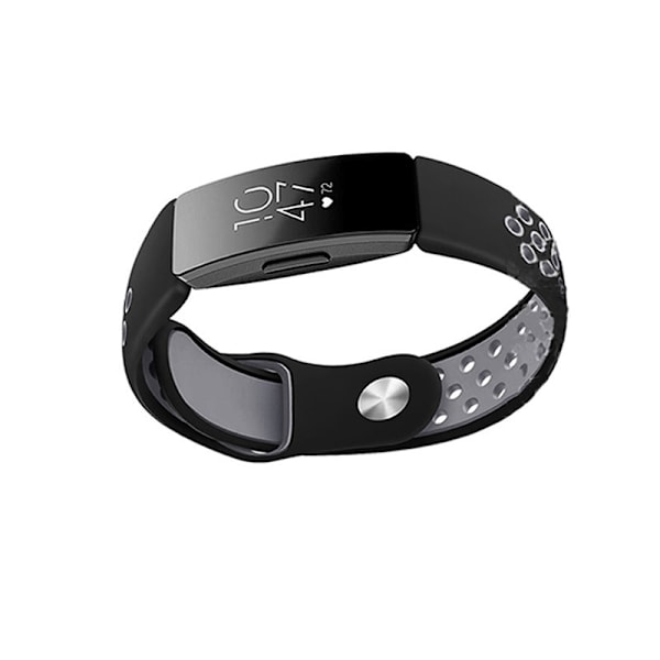 Silikoninen kellonranneke Fitbit Inspirelle/Inspire HR:lle/ACE2:lle Musta + harmaa S