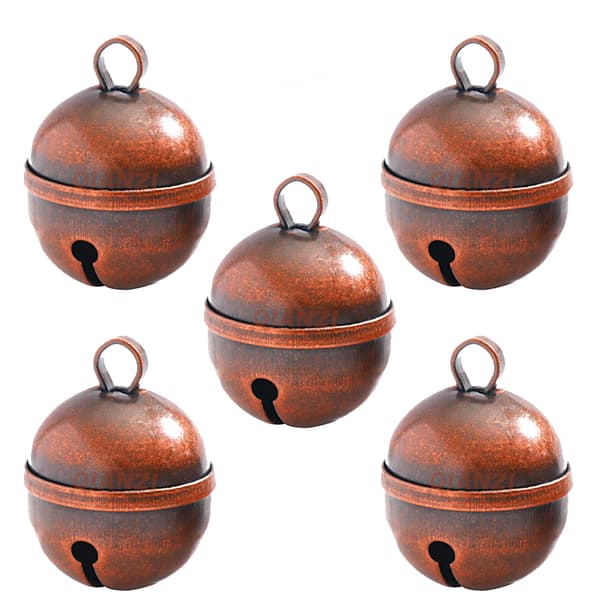 Set med 5 Djurhalsbandsklockor Brons Kopparberlocker Red Red