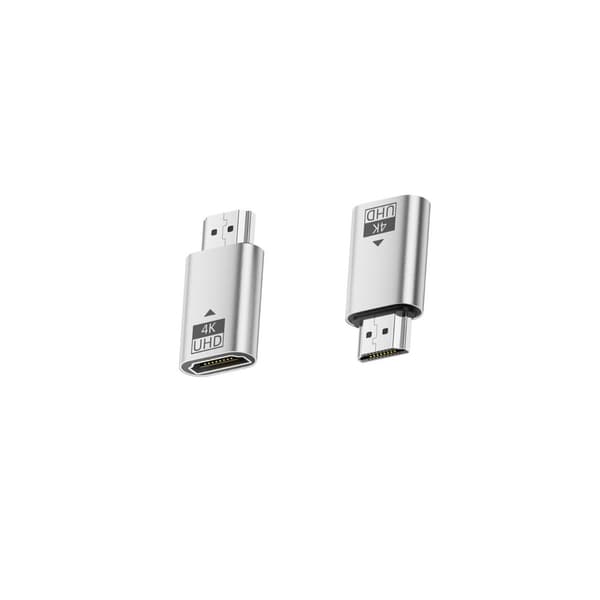 HDMI EDID-emulator han-til-hun HDMI-adapter 2-pak - 4K@60hz HDR plug-and-play til streaming, headless og multi-display, ingen LED