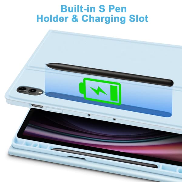 Bluetooth Tangentbordsfodral + Tangentbord för Samsung Galaxy Tab S9+/S10+/S9 Plus 12.4 tum - Blå