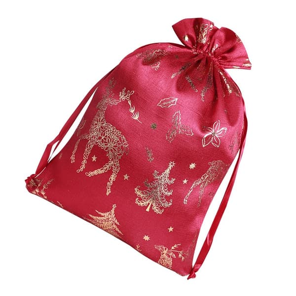 Jul Bomullspåsar med Dragsko 30x40cm (2-Pack) - Festliga Presentpåsar
