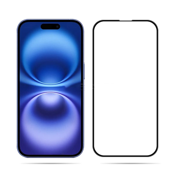 2 kpl karkaistua lasia oleva näytönsuoja iPhone 16 Plus:lle - täysi peitto, musta reunus