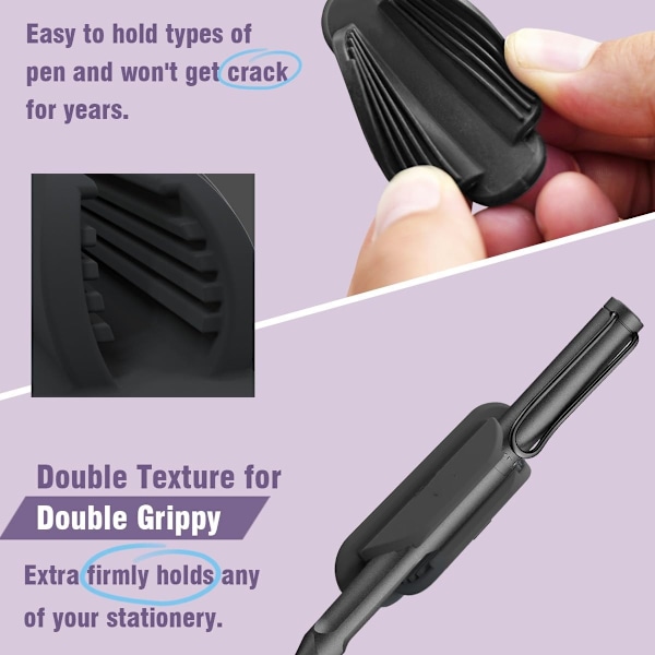 Silikone Pen Holder Clips - 2-pak Sort