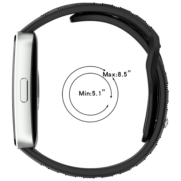 Silikonerem til Huawei Band 10/9/8 - Prikket tekstur Sort