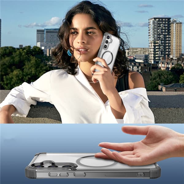Elegant Transparent Sort Etui til Samsung S22