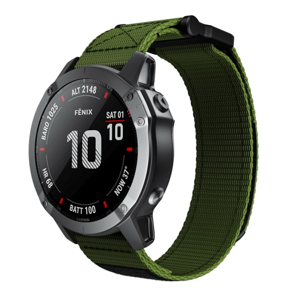 Kellon ranneke 22 mm Garmin Fenix 5/6/7 Forerunner Approach Nylon Ruohon väri