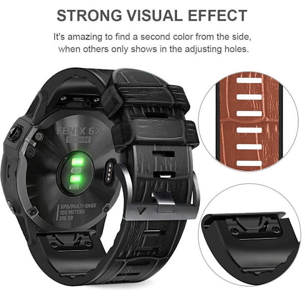 Silikone urrem til Garmin Fenix 8/7X/6X/5X Sort 26 mm