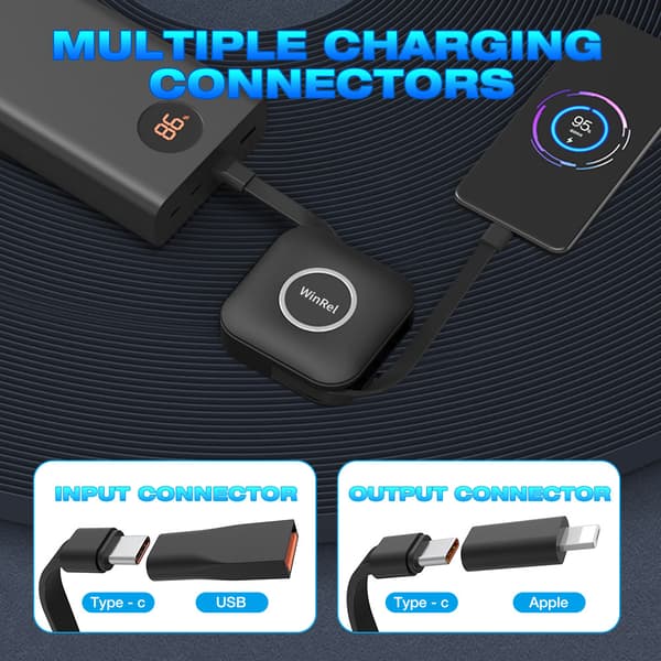 60W PD Snabbladdning 6-i-1 Infällbar Multi USB-kabel Black Black