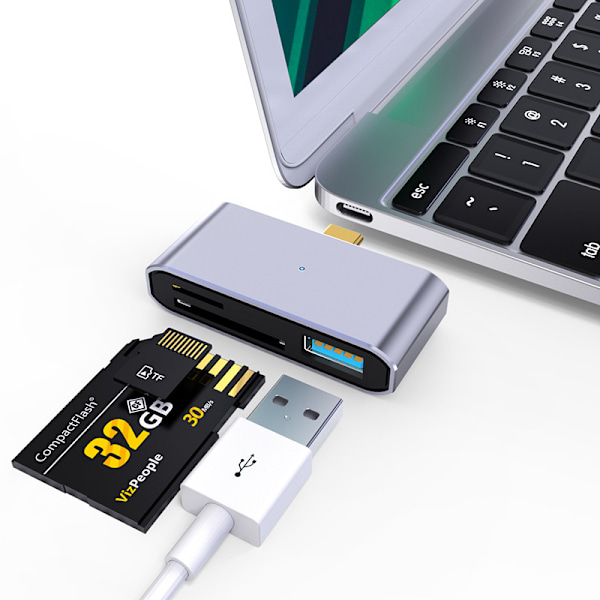 Kullattu T-C - USB + SD/TF -sovitin