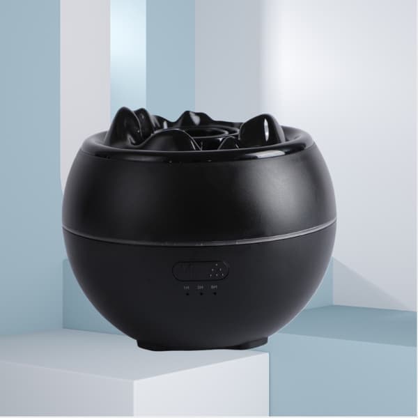 Aroma Diffuser med Flammefekt og Luftfugter - Ultralyd Æterisk Oliediffuser med Simuleret Flammelys Black Black