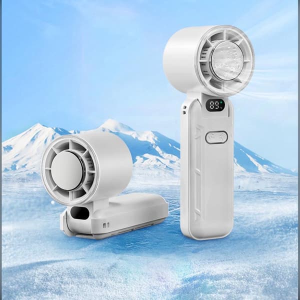 sammenfoldelig køleventilator 3600mAh genopladelig køling til rejse og pendling iskompression, 135° foldbar, LED-display, halsbåret handsfree White White