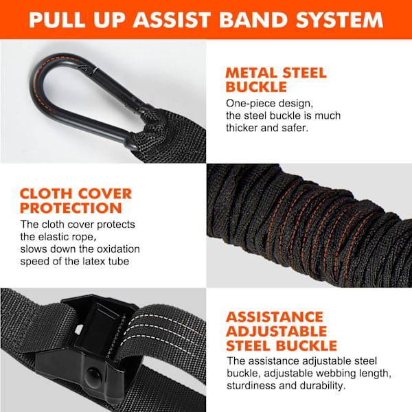 Pull up band / Træningsbånd pull ups - Pull up-hjælp til styrketræning Sort 240 lbs