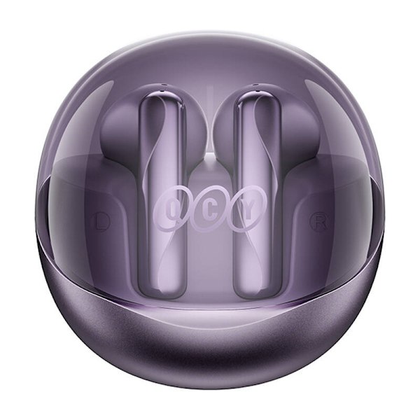 TWS QCY AilyBuds Clear T32 hörlurar (lila)