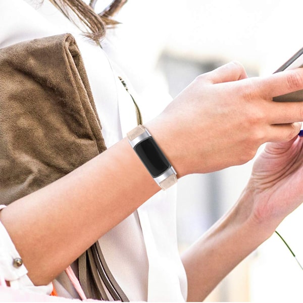Ægte læderrem til Fitbit Charge 5/6 Beige Beige