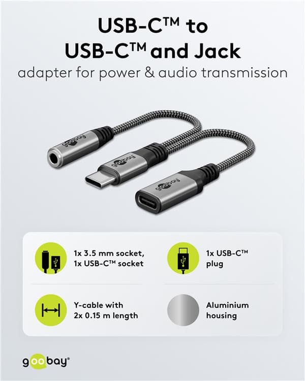 Adapter USB-C™ til USB-C™ og jackstik, 3,5 mm AUX