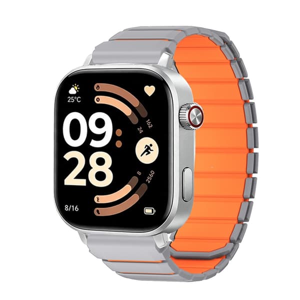 Magnetisk silikoneerstatningsrem kompatibel med Redmi Watch 4/5/6, 22mm interface, åndbart design til hverdagsbrug Grey Orange Grey Orange