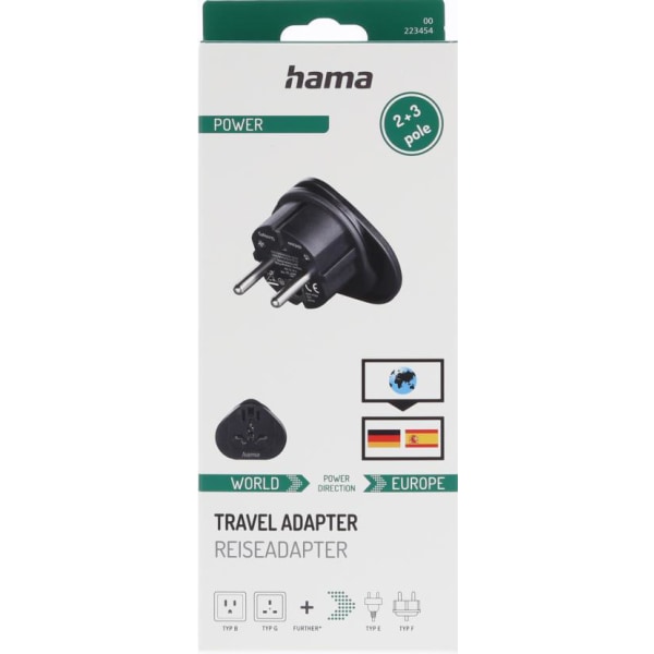 HAMA Reseadapter Typ E/F Universal Världen-EU Svart