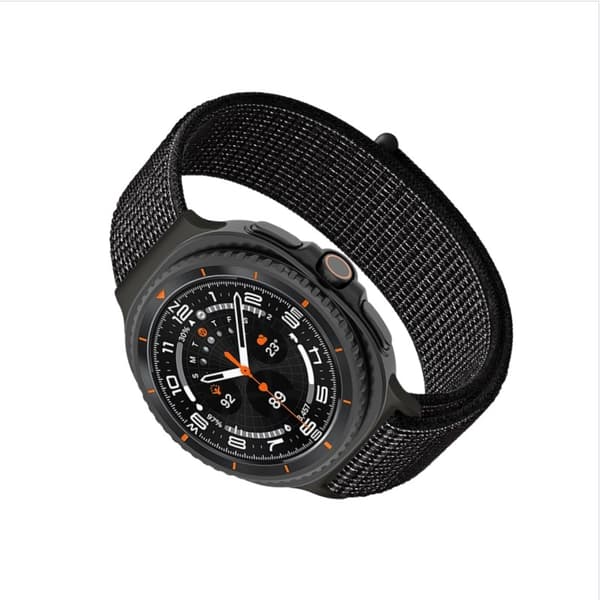 Nylon Hook and Loop Rem til Samsung Watch 8/8 Classic - Sort, Justerbar og Komfortabel
