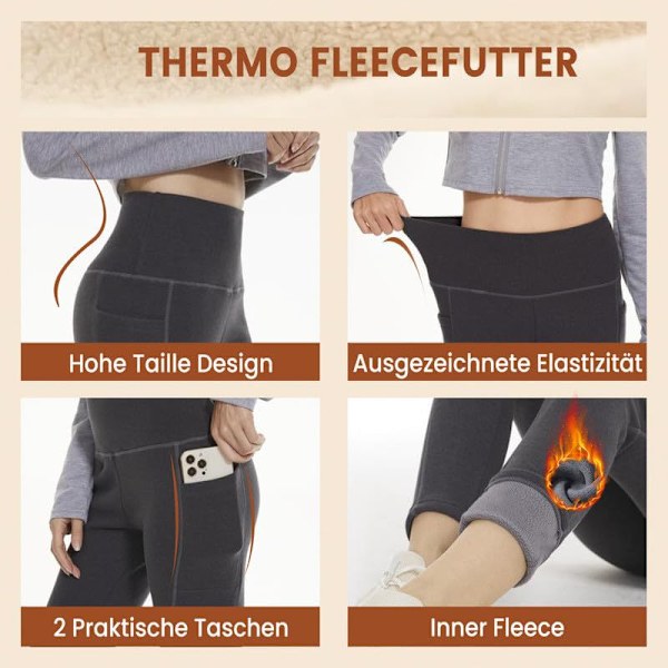 Leggingsit - Thermal Inner Fleece Vuorattu Musta L