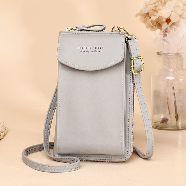 PU-nahkainen puhelinlaukku - tyylikäs ja tilava crossbody-lompakko Harmaa