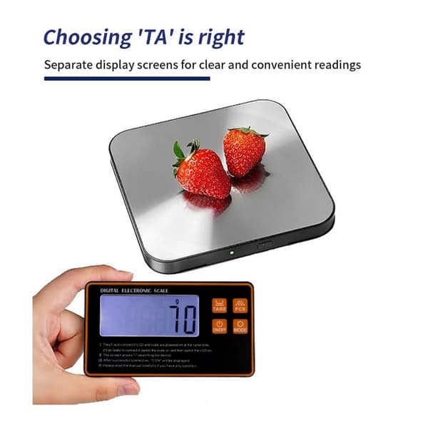 Rechargeable Detachable Digital Kitchen Scale 10kg 1g Precision with Stainless Steel Platform and Multi-Unit Support