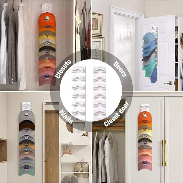 Multi-lags Baseball Cap Vægmonteret Organizer Rack - Nem Installation Hat Opbevaring White White