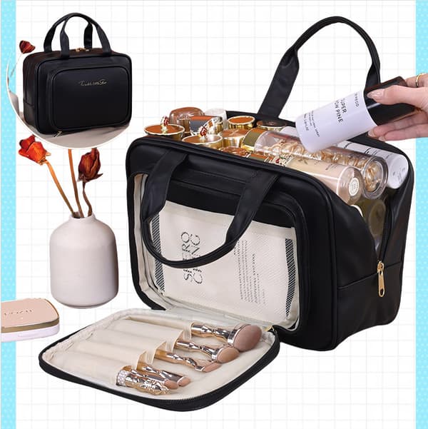 Ny Rejse Kosmetikpung med Rum Black Black