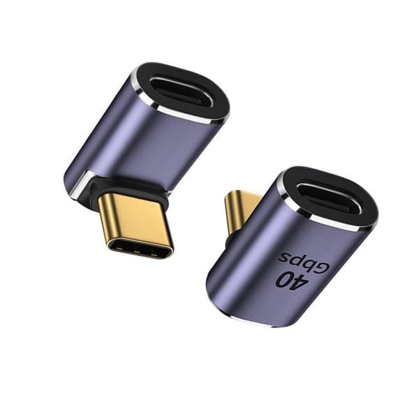 USB-C hun til USB-C han vinklet adapter op og ned 40Gbps - 2 stk, rumgrå aluminiumslegering