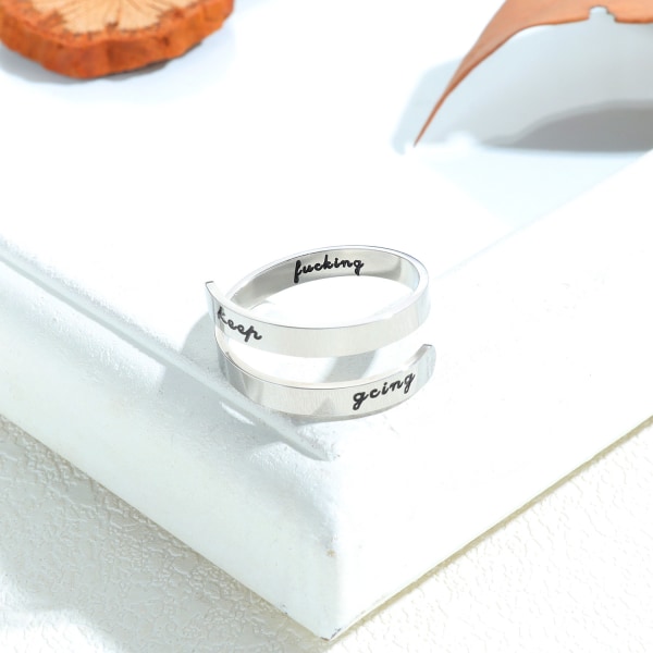 Inspirerande ring i stålfärg Silver 17.3 mm