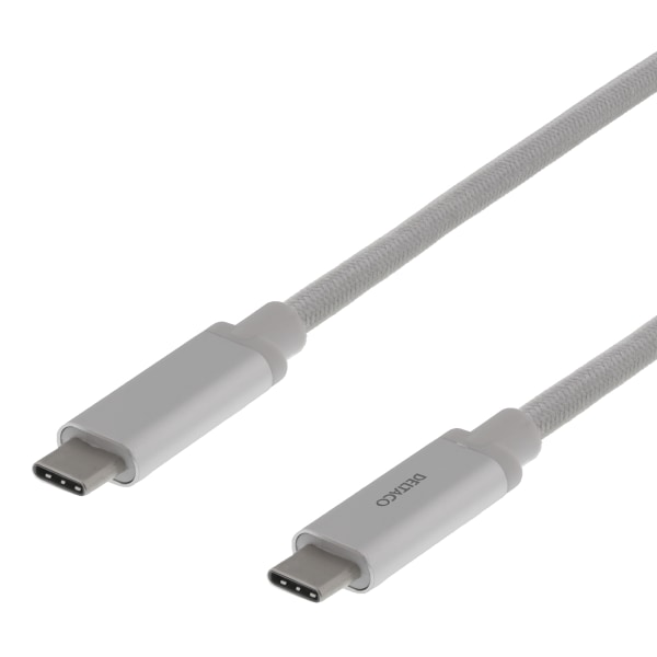 deltaco USB-C to USB-C cable, 1m, 60W USB PD, 10 Gbps, silver