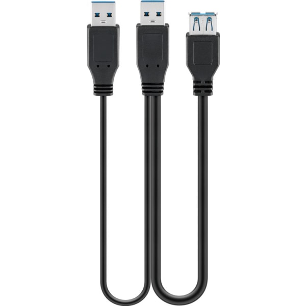 USB 3.0 Dual Power SuperSpeed-kabel, svart