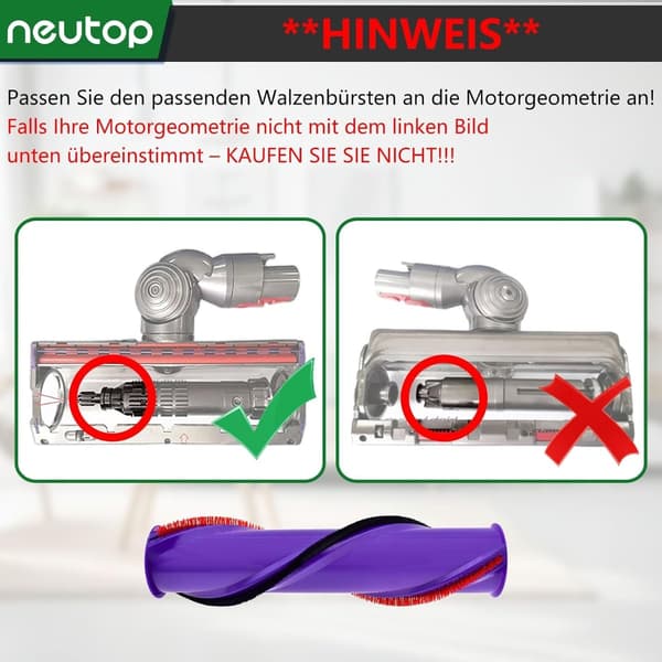 Kompatibel med Dyson V10 børsterulle til støvsuger, antikravle-design, 2-pak til dyrehår, trægulve, tæpper og fliser