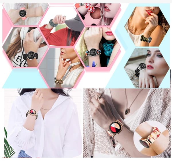 19mm Silver Connector Klockarmband för compatible with Samsung/Huawei Smartwatch - Universal Platt Mode Tryckt Scrunchie Armband Grå