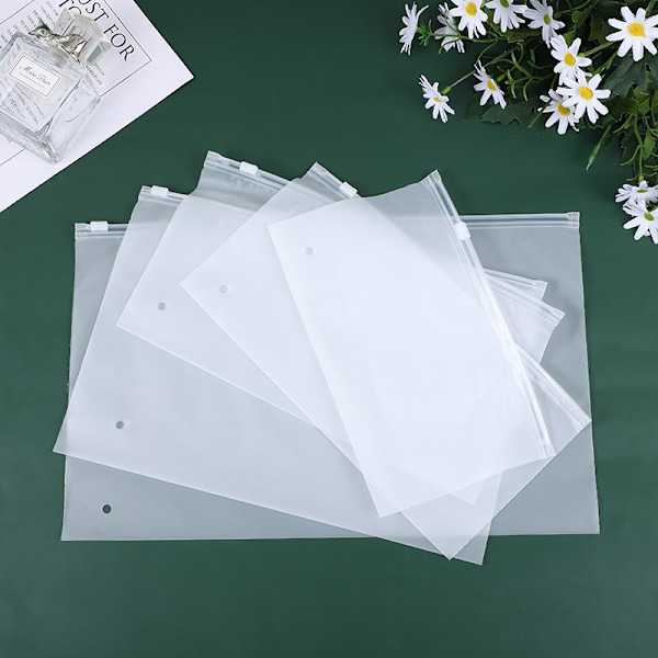50-delade transparenta/frostade PE Ziplock-påsar för klädförvaring L