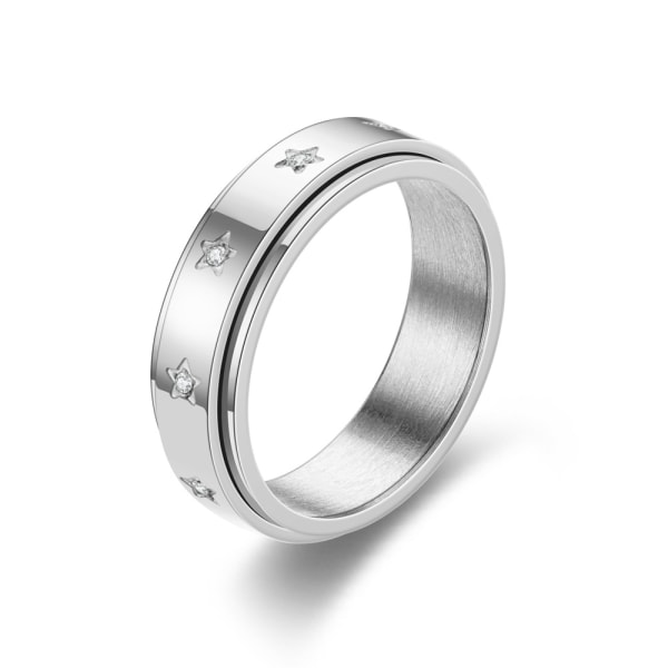 Antistress ring med stjerner Sølv 20.7 mm