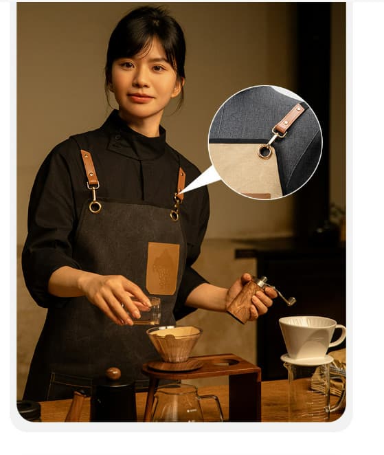 Premium lærredsforklæde til kaffebarer Black Black