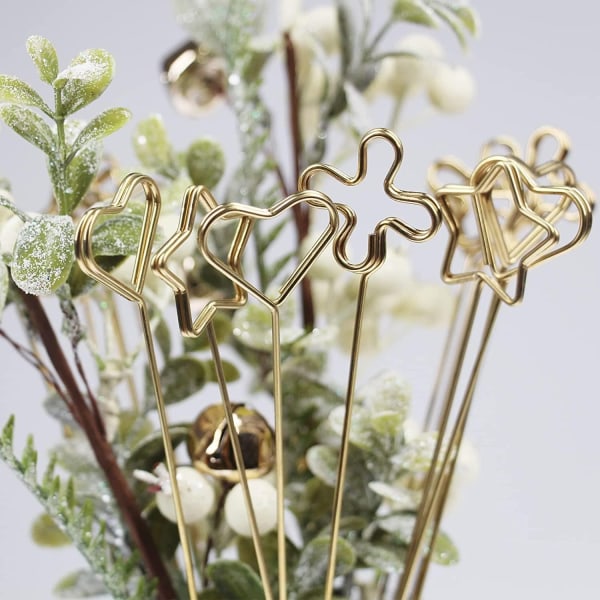 20 pakke hjerteformede blomsterbordkortholdere til blomsterarrangement Guld