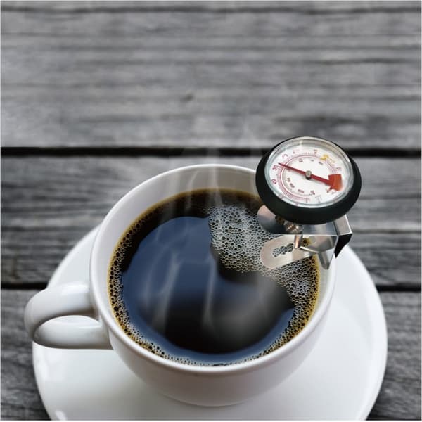 Dobbelt-skala glas klips-termometer til kaffe og mælk - 304 rustfrit stål, multihul klips, farvede zoner, analog visning til café og hjem