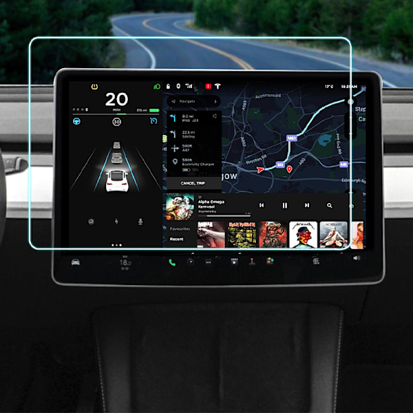 Tesla Model 3 Navigationsskærmbeskyttelse (For & Bag) - Anti-blåt Lys