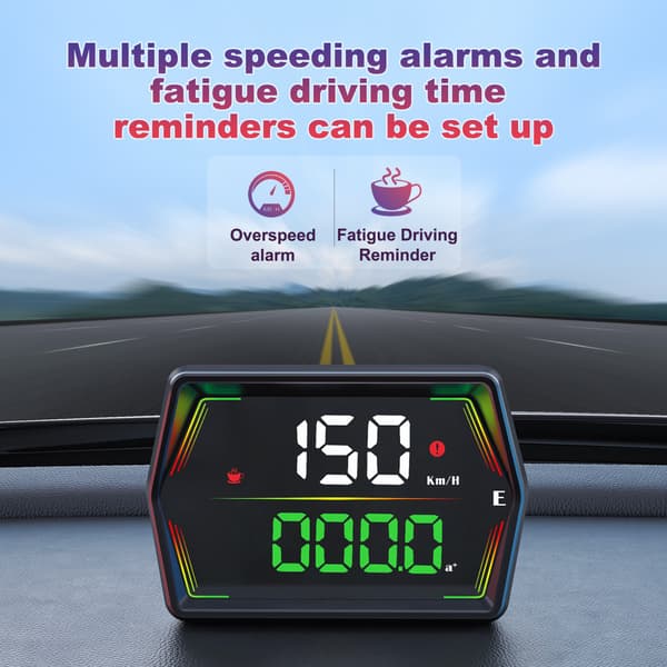 Head-Up Display för Bil - Hastighet, Tid, Körsträcka och Varningssystem för Säker Körning