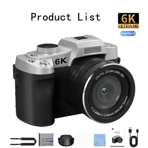 6K Retro Spejlløst Digitalkamera - 84MP, 6K Video, 3,0" Flipskærm