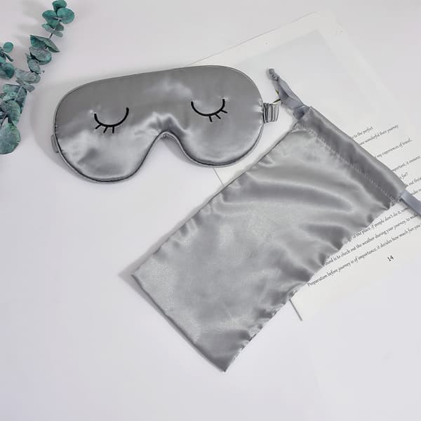 Broderad Ögonmask i Sidenliknande tyg Grey Grey