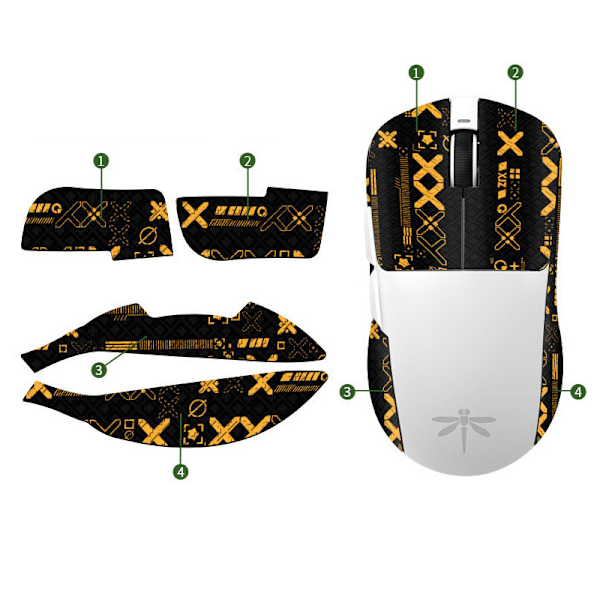 Forbedrede Grip Mouse Stickers - Sort Guld Print, Halv-Wrap