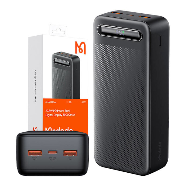 Power Bank Mcdodo MC-3911 digital skärm 30 000 mAh, 22,5 W till D (czarny)